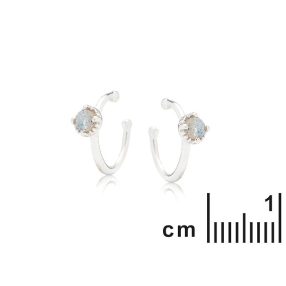 Rodyum kaplama gümüş 925 doğal çok renkli labradorit ile piercing
