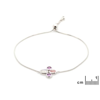 Bracciale con multipietre multicolori, argento 925 rodiato, lunghezza max 25 cm