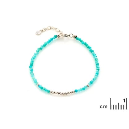 Bracciale con amazzonite blu, argento 925 rodiato, 15,5+3 cm