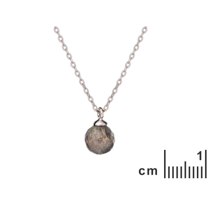 Collier avec labradorite multicolore, en argent rhodié 925, longueur 42 + 3 cm