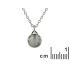 Necklace with green aventurine, in 925 rhodium silver, length 42 + 3 cm