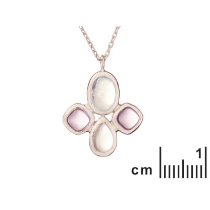 Collar con piedras multicolores, en plata 925 rodiada, largo 42 + 3 cm