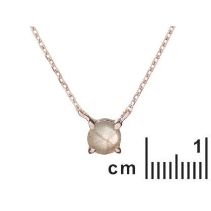 Collana con labradorite multicolore, in argento 925 rodiato, lunghezza 42+3 cm