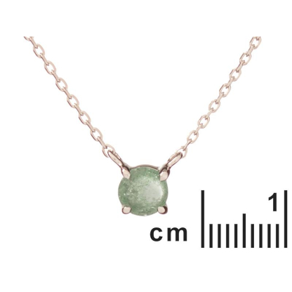 Colier cu cuarț verde natural, din argint 925 rodiu, lungime 42 + 3 cm