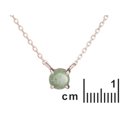 Collier avec quartz vert naturel, en argent rhodié 925, longueur 42 + 3 cm