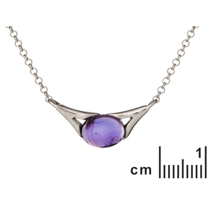 Colier cu agat acvatic vopsit natural, argint 925 rodiu, lungime 40 + 3 cm