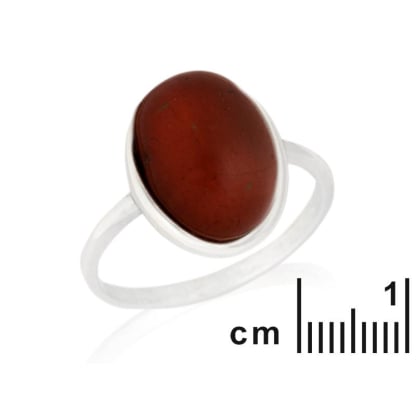 Anello con diaspro rosso naturale, in argento 925 rodiato