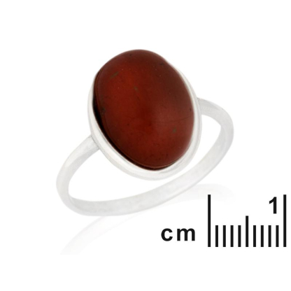 Ring mit natürlichem roten Jaspis, aus 925 rhodiniertem Silber