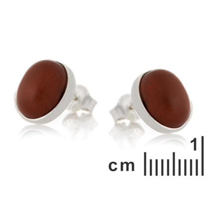 Boucles d'oreilles avec jaspe rouge naturel, en argent rhodié 925