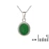 Pendentif avec agate verte teintée ovale, argent rhodié 925, hauteur 1,5+0,8 cm