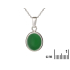Pingente com ágata oval tingida de verde, prata 925 banhada a ródio, altura 1,5+0,8 cm
