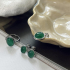 Pendant with oval tinted green agate, 925 rhodium silver, height 1.5+0.8 cm