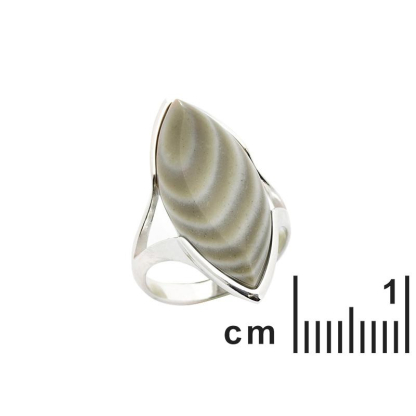 Bague avec silex rayé multicolore naturel, en argent rhodié 925