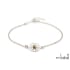 Bracelet soleil avec ambre vert rond, en argent rhodié 925, longueur 17+3 cm