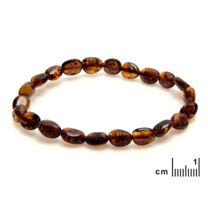 Pulseira com âmbar conhaque natural da azeitona do Mar Báltico, comprimento 19 cm