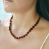 Collier avec ambre cognac naturel de la mer Baltique olive, longueur 45 cm
