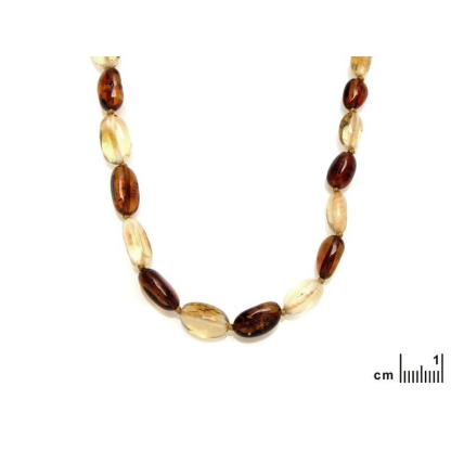 Necklace with natural multi-colored amber from the Baltic Sea olive, length 45 cm