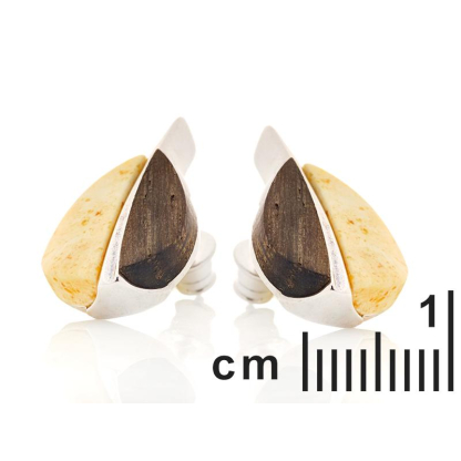 앰버와 오크가 세팅된 로듐 도금 실버 925 이어링