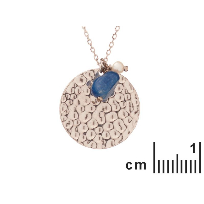 Collier avec kyanite et perles, en argent rhodié 925, longueur 42 + 3 cm