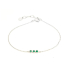 Bracelet avec onyx vert rond naturel, en argent rhodié 925, 16 + 3 cm