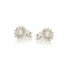 Natural round white moonstone stud earrings, rhodium-plated 925 silver, 4 mm