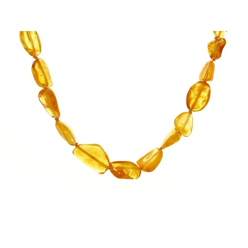 Doğal düzensiz bal rengi Baltık kehribar kolye, vida kapama, 70 cm
