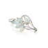 Brosche mit Navette-Opal und Zirkonoxid, in rhodiniertem Silber 925