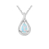 Pendentif avec opale blanche naturelle d'Australie goutte, en argent rhodié 925