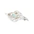 Brooch with navette opal and zirconium oxide, in rhodium-plated silver 925