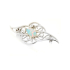 Brosche mit Navette-Opal und Zirkonoxid, in rhodiniertem Silber 925