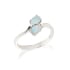 Anello con opale bianco naturale australiano ovale, in argento rodiato 925