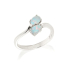 Ring with natural white opal from Australia oval, in rhodium-plated silver 925