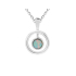 Pendant with round Australian blue doublet opal, in 925 rhodium-plated silver