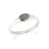 Anillo con ópalo doblete azul australiano ovalado, en plata 925 rodiada