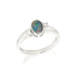 Ring with oval doublet opal and zirconium oxide, in 925 rhodium-plated silver