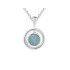 Pendentif avec opale doublet bleue d'Australie ronde, en argent rhodié 925