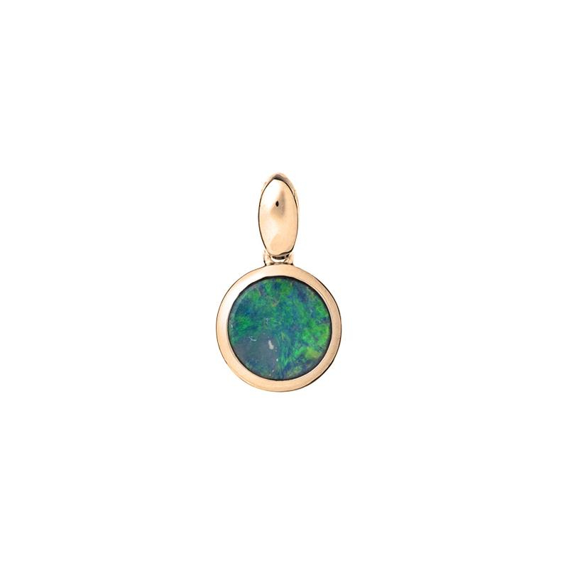 Pendentif rond avec opale bleue doublet, en argent doré 925, diamètre 1+0,7 cm