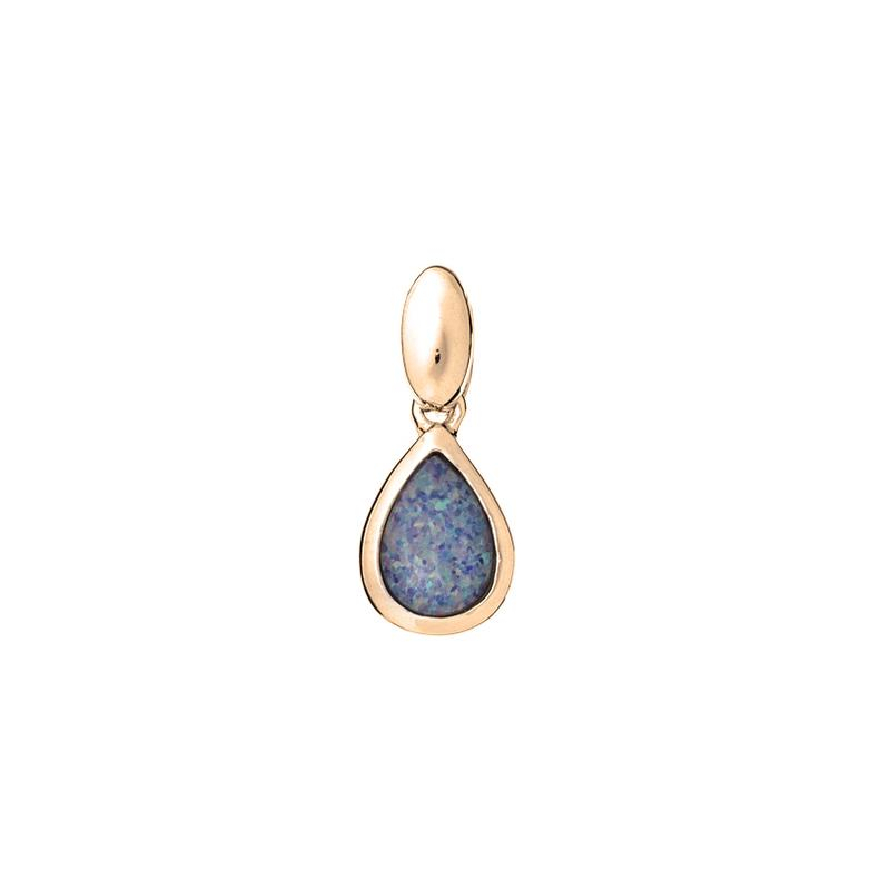 Colgante doble de ópalo azul dorado 925, altura 0,9+0,6 cm