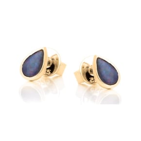 Oorstekers met blauwe opaal-dubbeldruppel, in 925 goudkleurige zilver