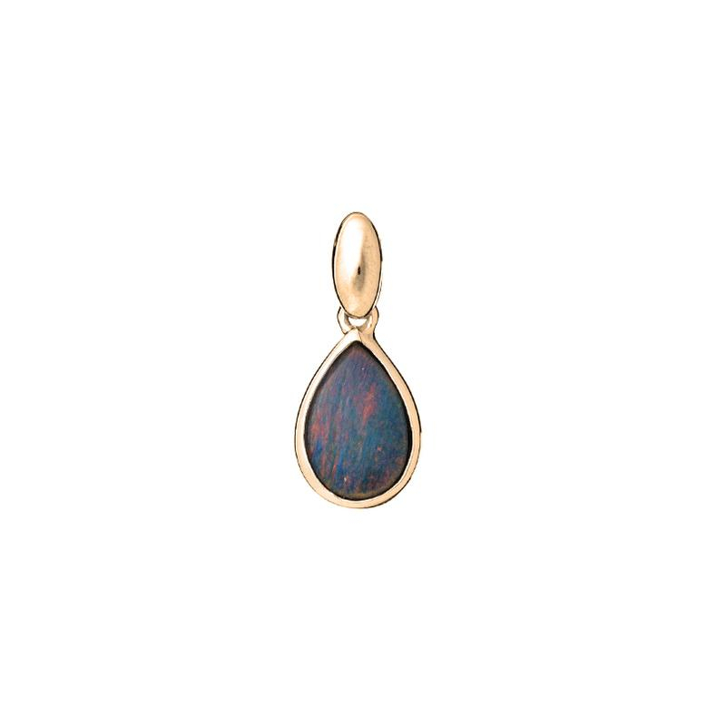 Pendentif goutte opale bleue doublet, argent doré 925, hauteur 1+0,7 cm