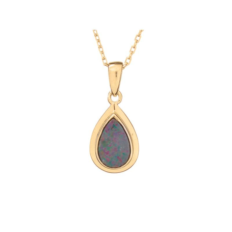 Pendant with blue opal doublet, in 925 gold plated silver, height 1.2 cm