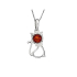 Pendentif chat avec ambre cognac, argent rhodié 925, dimension 1,2x2+0,8 cm