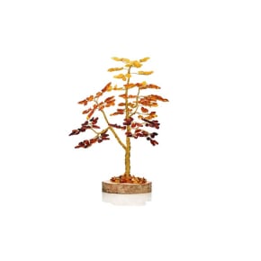 20 cm Geluksboom in Amber en Berkenhout