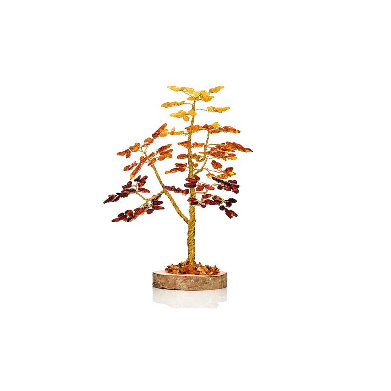 Árbol de la felicidad de 20 cm en ámbar y madera de abedul