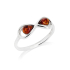 Bague multipierres avec ambre cognac naturel en goutte, en argent rhodié 925
