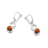 Orecchini pendenti ovali in ambra color cognac, argento 925 rodiato