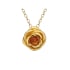 Pink necklace with natural cognac amber, in gold plated 925 silver, length 41+5 cm