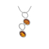 Collana con ambra naturale color cognac, argento 925 rodiato, 43+5 cm