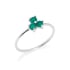 Bague multipierres avec onyx vert naturel rond, en argent rhodié 925