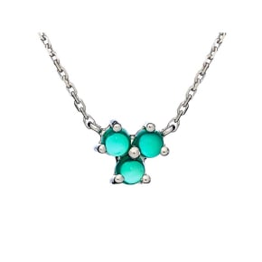 Collier avec onyx vert naturel rond, en argent rhodié 925, longueur 41+3 cm